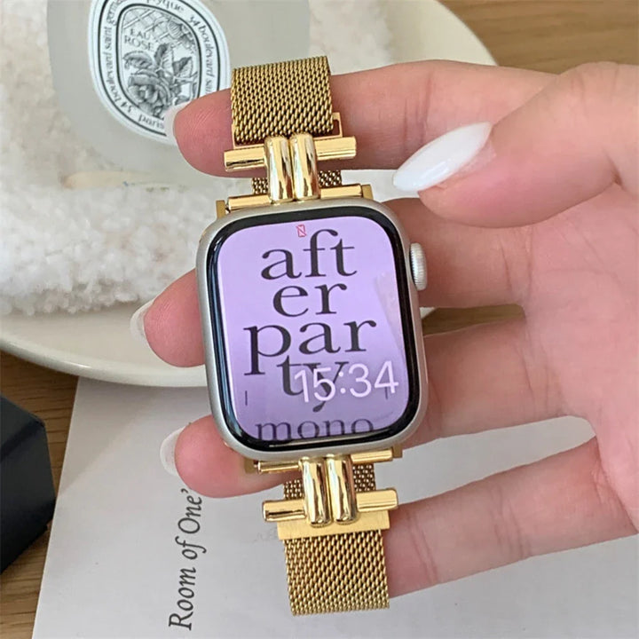 Elegant Gold Magnetic Wristband for Apple Watch