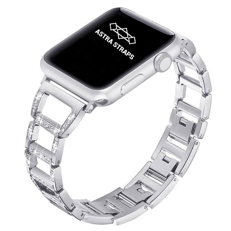 Bae Luxury Rhinestone-Embellished Stainless Steel Apple Watch Band