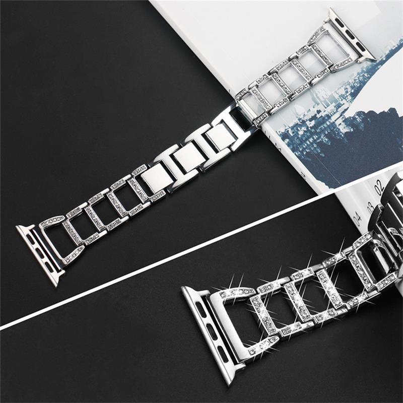 Bae Luxury Rhinestone-Embellished Stainless Steel Apple Watch Band