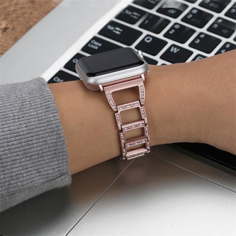 Bae Luxury Rhinestone-Embellished Stainless Steel Apple Watch Band