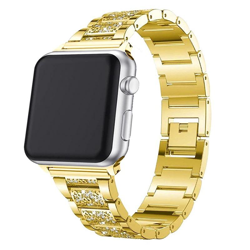 Glam Stainless Steel Band & Rhinestone Case for Apple Watch