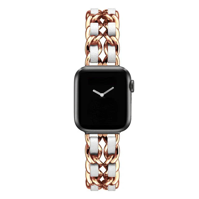 Exquisite Gold & Silver Woven Link Apple Watch Band