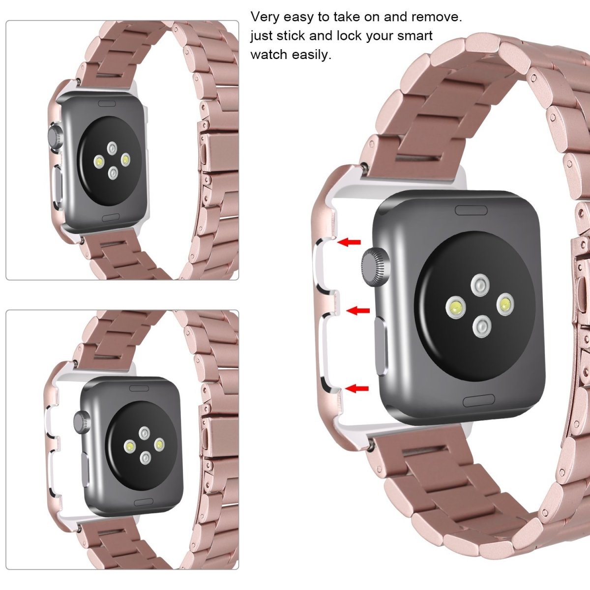 Elegant Stainless Steel Linked Band for Apple Watch